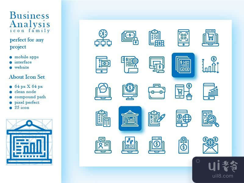 带有样式大纲的业务分析图标(Business Analysis Icon With Style Outline)插图2