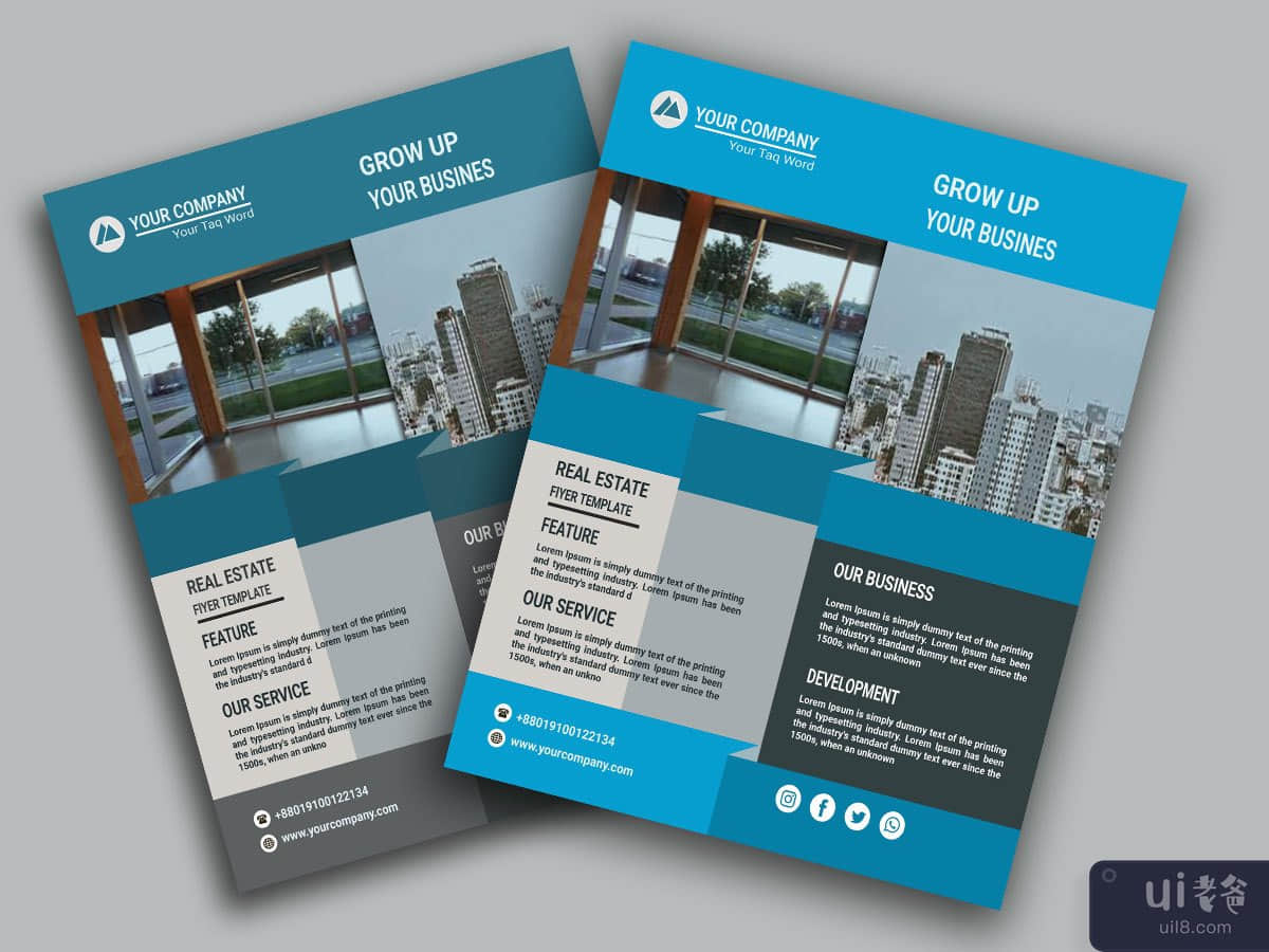blue Real Estate Corporate Flyer Template