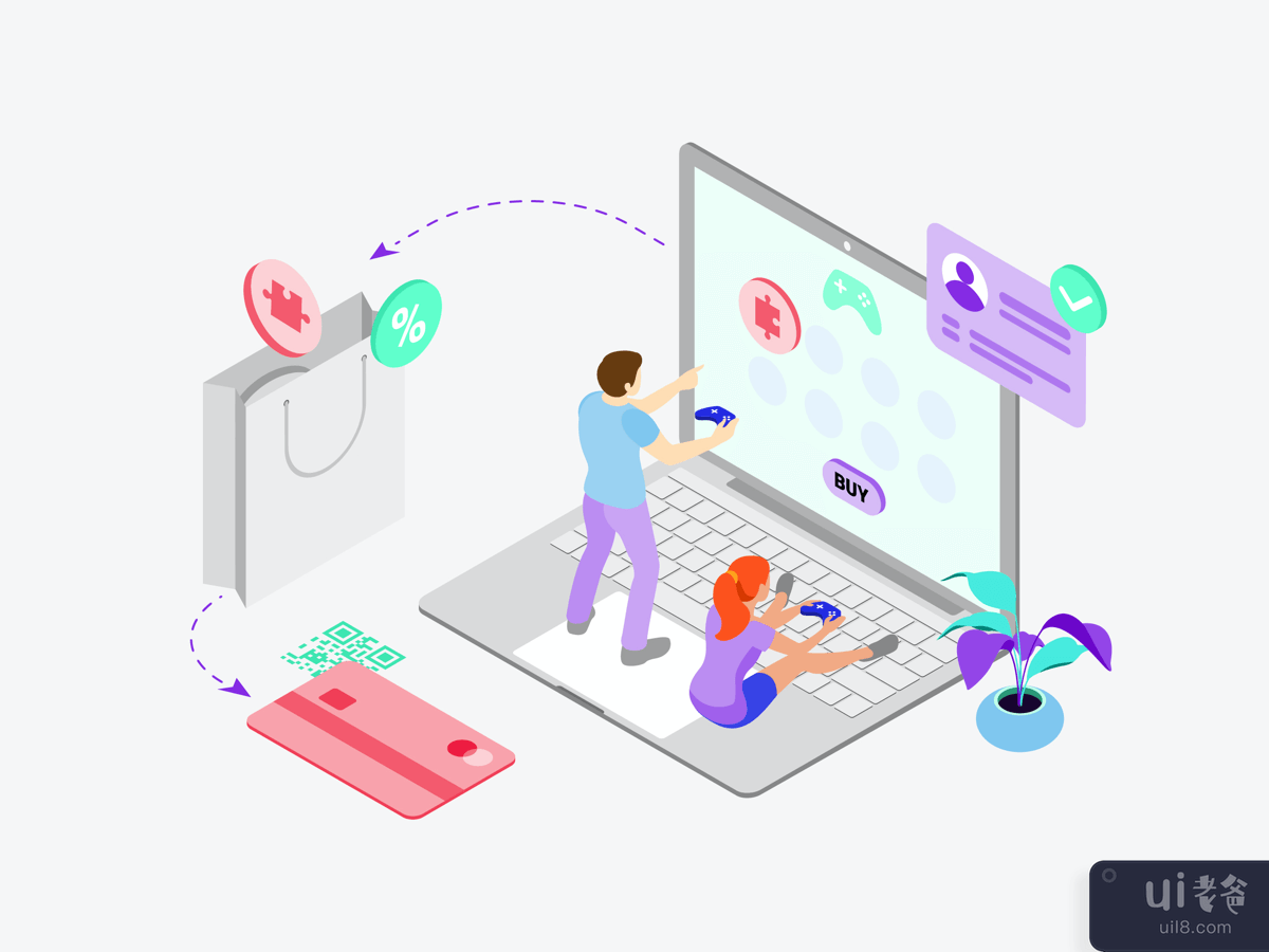 Buy Game by Digital Wallet Isometric Illustration