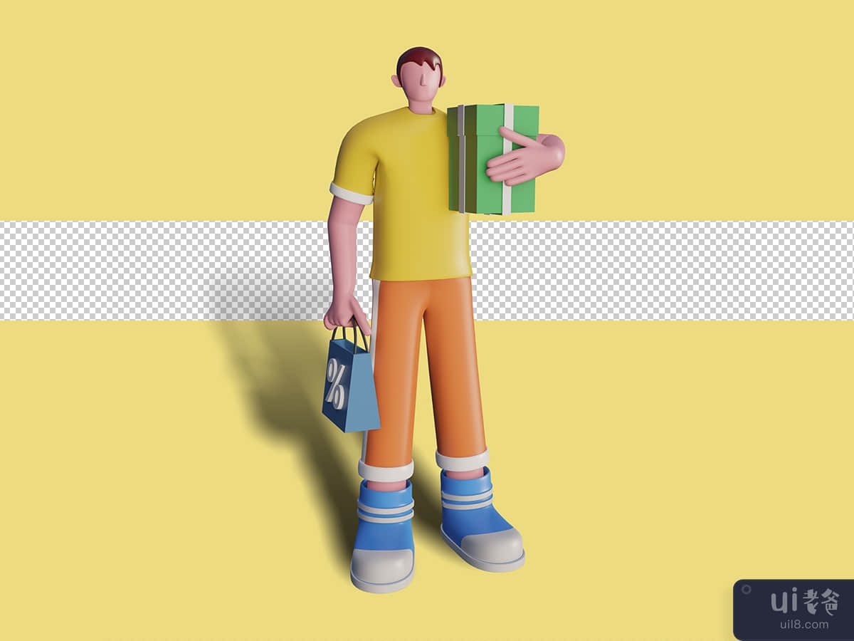 3d illustrations of Happy people are shopping in the store. Premium Psd