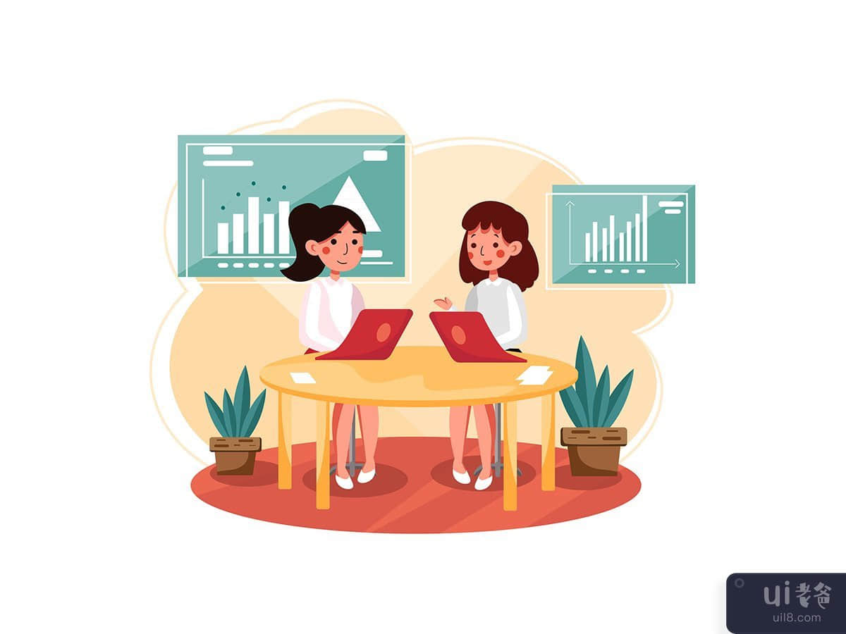 Business women working on chart and diagram