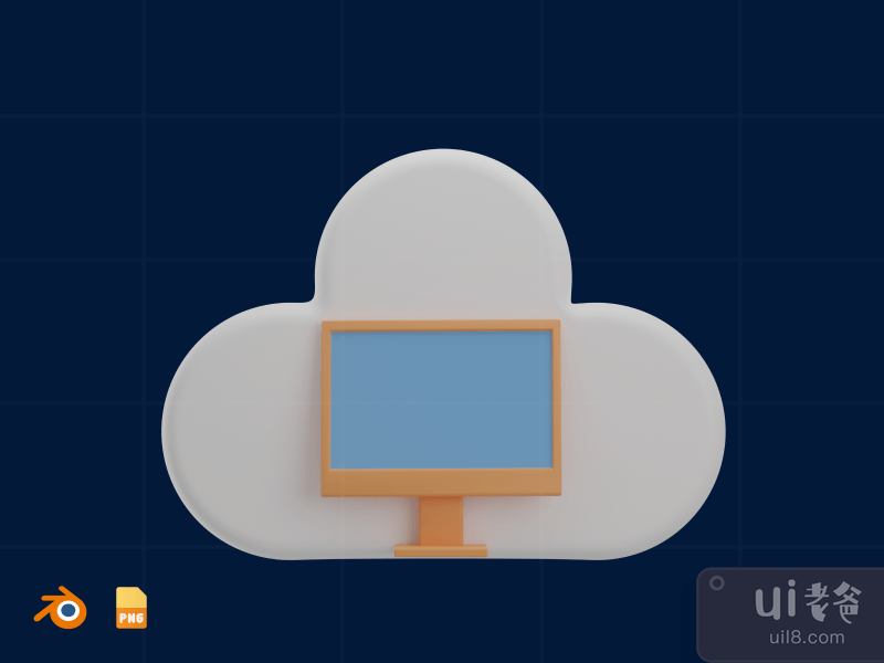 Cloud Computing - 3D Design Thinking Illustration (front)