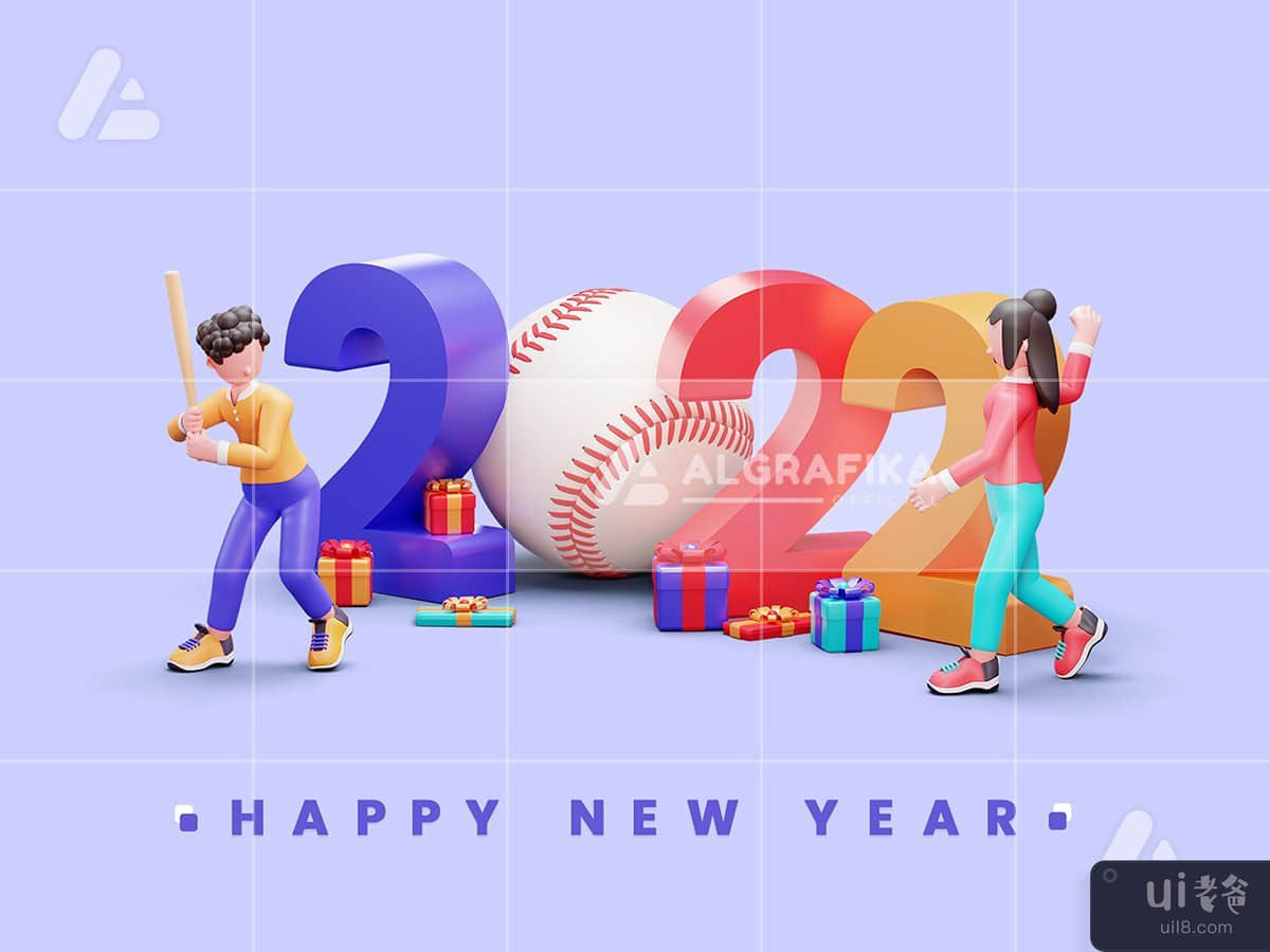 3d character illustration happy new year 2022