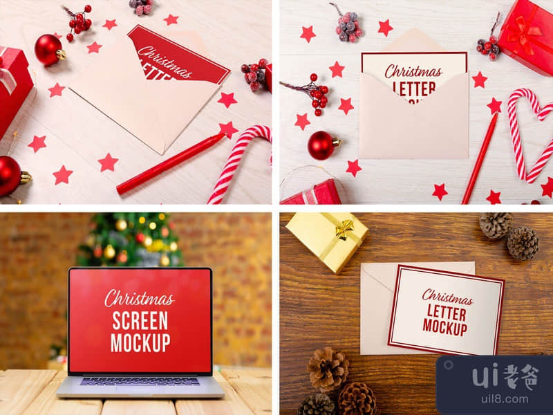 Christmas Laptop & Letter Mockup Set