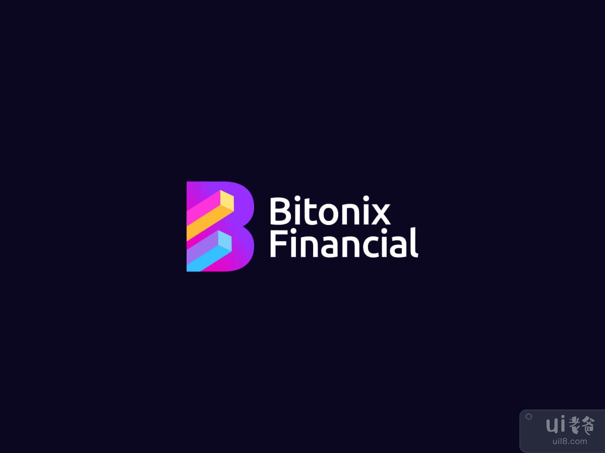 Bitonix 金融标志设计：字母 B + 字母 F + 条形图(Bitonix Financial Logo Design: Letter B + Letter F + Bar Graphs)插图2