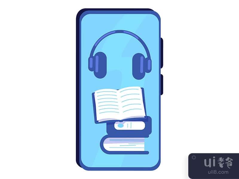 Application for listening to audiobooks and podcasts semi flat vector object