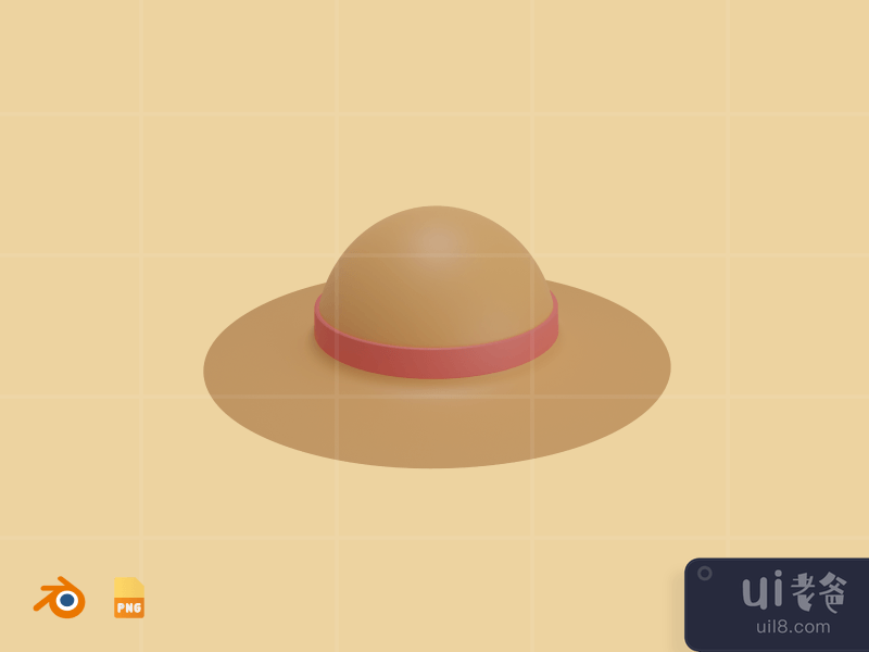 Beach Hat - 3D Travel & Holiday Illustration Pack (front)