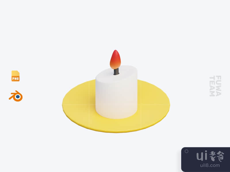 Burning Candle - 3D Halloween Icon Pack