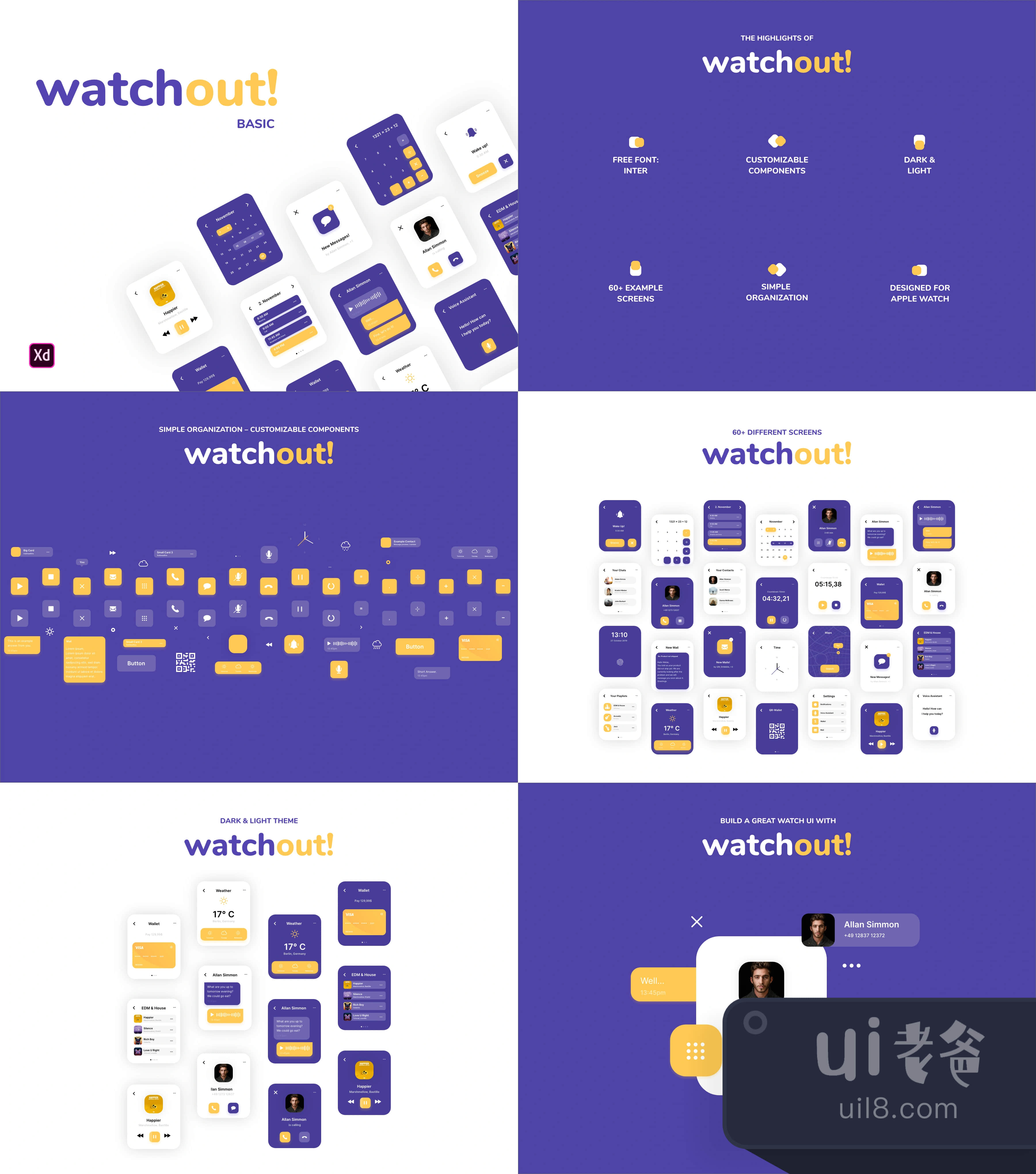 watchout! 基本的手表UI套件 (watchout! Basic  Watch UI Kit插图